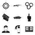 Hostility icons set, simple style