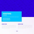Hosting concept with thin line icons: VPS, customer support, domain name, automated backup, SSD, control panel, secure server, Royalty Free Stock Photo