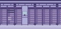 Hosting data center and server system room interior. Flat hardware technology equipment group. Web database physical