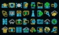 Hosting icons set vector neon Royalty Free Stock Photo