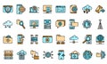 Hosting icons vector flat Royalty Free Stock Photo