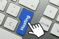 Hosting - Inscription on Blue Keyboard Key