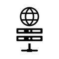 Hosting, international icon. Black vector graphics