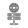 Hosting, international outline icon. Line art vector