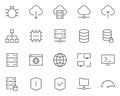 Hosting Line Icons Set. Vector Simple Minimal 96x96 Pictograms