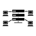 Hosting - network servers icon, vector illustration, black sign on isolated background Royalty Free Stock Photo