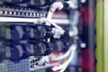 Hosting platform for modern Internet resources. Rack with server data storage equipment.