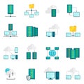 Hosting service flat icons set Royalty Free Stock Photo