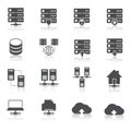 Hosting technology pictograms set