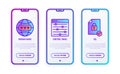 Hosting thin line icons set: domain name, control panel, SSL. Modern vector illustration for user mobile interface