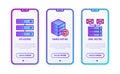 Hosting thin line icons set: VPS, shared hosting, email. Modern vector illustration for user mobile interface
