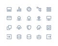 Hosting and wireless network icons. Line series