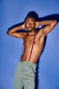 hot african american man with suspenders Royalty Free Stock Photo