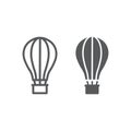 Hot Air Ballon line and glyph icon, travel and tourism, airship sign vector graphics, a linear pattern on a white Royalty Free Stock Photo
