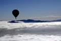 Hot air ballon silhouette flying