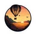 Hot air ballons over cloudy sky sunset vector ready print for sticker and t shirt design