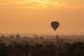 Hot air ballons over pagodas in sunrise at Bagan Royalty Free Stock Photo