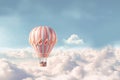 Hot air balloon above clouds. Adventure, travel, journey background. Ai generative. Illustration Royalty Free Stock Photo