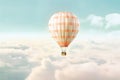 Hot air balloon above clouds. Adventure, travel, journey background. Ai generative. Illustration Royalty Free Stock Photo