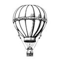 Hot air balloon aerostat sketch hand drawn Vector