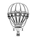 Hot air balloon aerostat retro sketch hand drawn Vector illustration.