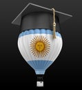 Hot Air Balloon with Argentinian Flag and Graduation cap