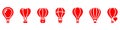 Hot Air Balloon with Basket Line and Silhouette Color Icon Set. Fly Hotair Ballon for Sky Journey Outline and Solid Royalty Free Stock Photo