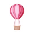Hot-air balloon with a basket. Multi colored balloon. A balloon for flying and traveling. Vector illustration isolated Royalty Free Stock Photo
