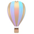 Hot air balloon blur white stripes, colorful aerostat on white background. 3d render.