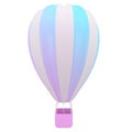 Hot air balloon blur white stripes, colorful aerostat on white background. 3d render.