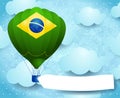 Hot air balloon with Brazilian colors and banner