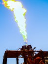 Hot air balloon burner fires up throwing flame high into sky