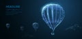 Hot air balloon and clouds on blue night sky backgrownd. Airship craft, fantasy journey, travel concept. Royalty Free Stock Photo