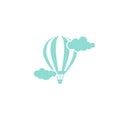 Hot air balloon with clouds. Flat cartoon design. Vector illustration isolated on white Royalty Free Stock Photo