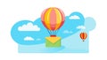Hot Air Balloon Delivering Mail Package, vector design Generative AI Royalty Free Stock Photo