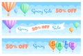 Hot air balloon discount sale coupon template Royalty Free Stock Photo