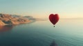 Hot Air Balloon Drifting Over Water