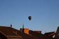 Hot air balloon at dusk over Linkoping Sweden