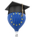 Hot Air Balloon with Europian Union Flag and Graduation cap