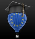 Hot Air Balloon with Europian Union Flag and Graduation cap