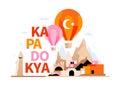 Hot Air Balloon Festival in Cappadocia - colored vector illustration Royalty Free Stock Photo