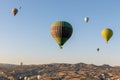 Hot Air Balloon Festival in Goreme National Park in Cappadocia - more than 70 balloons rise into the sky every morning in October. Royalty Free Stock Photo