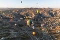 Hot Air Balloon Festival in Goreme National Park in Cappadocia - more than 70 balloons rise into the sky every morning in October. Royalty Free Stock Photo