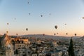 Hot Air Balloon Festival in Goreme National Park in Cappadocia - more than 70 balloons rise into the sky every morning in October. Royalty Free Stock Photo