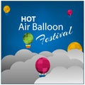 Hot air balloon festival on sky background. Vector illustration Royalty Free Stock Photo