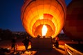 Hot air balloon filled with hot air for ready to take off in Cappadocia Royalty Free Stock Photo