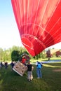A hot air balloon is filling up Royalty Free Stock Photo
