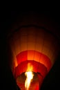Hot air balloon fire burner at night. Flames of burner in a hot air balloon Royalty Free Stock Photo