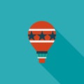 Hot Air Balloon flat icon with long shadow