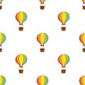 Hot Air Balloon Flat Icon Seamless Pattern